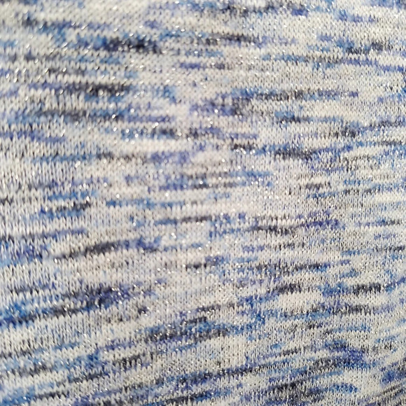 Chico's Sz 3/US‎ XL Blue Metallic Side Slit Pullover Top - Picture 12 of 13